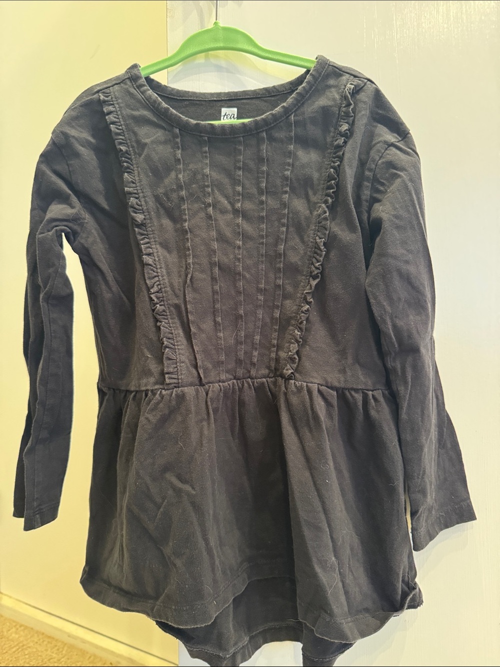Tea Collection black girls' crew neck long sleeve top